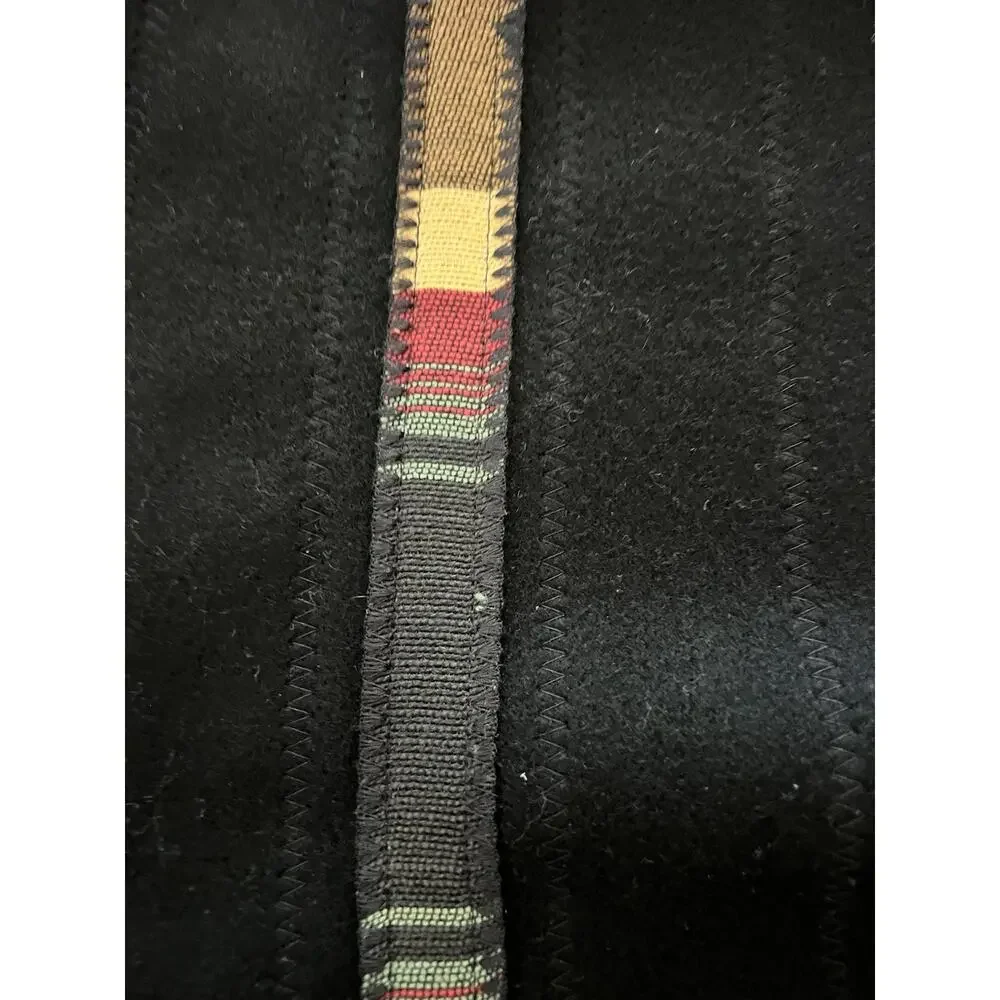 Vintage Coloratura Concho Black Scarf Wrap 100% Pure Wool Made In USA 71x10”